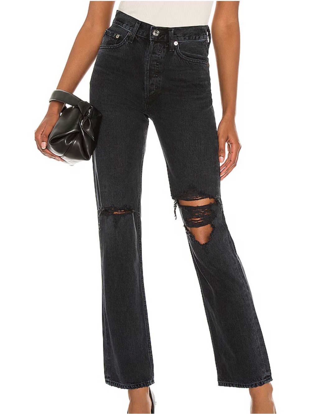 AGOLDE Lana Straight Jeans Disorder Distressed Black 25